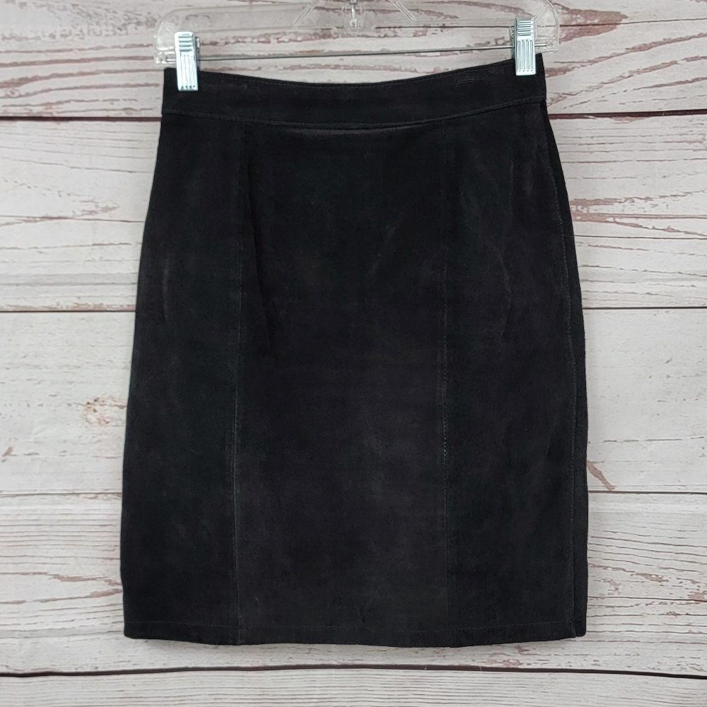 Vintage The Limited black leather pencil skirt